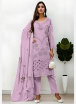 Georgette Purple Casual Wear Embroidery Work Pakistani Salwar Kameez